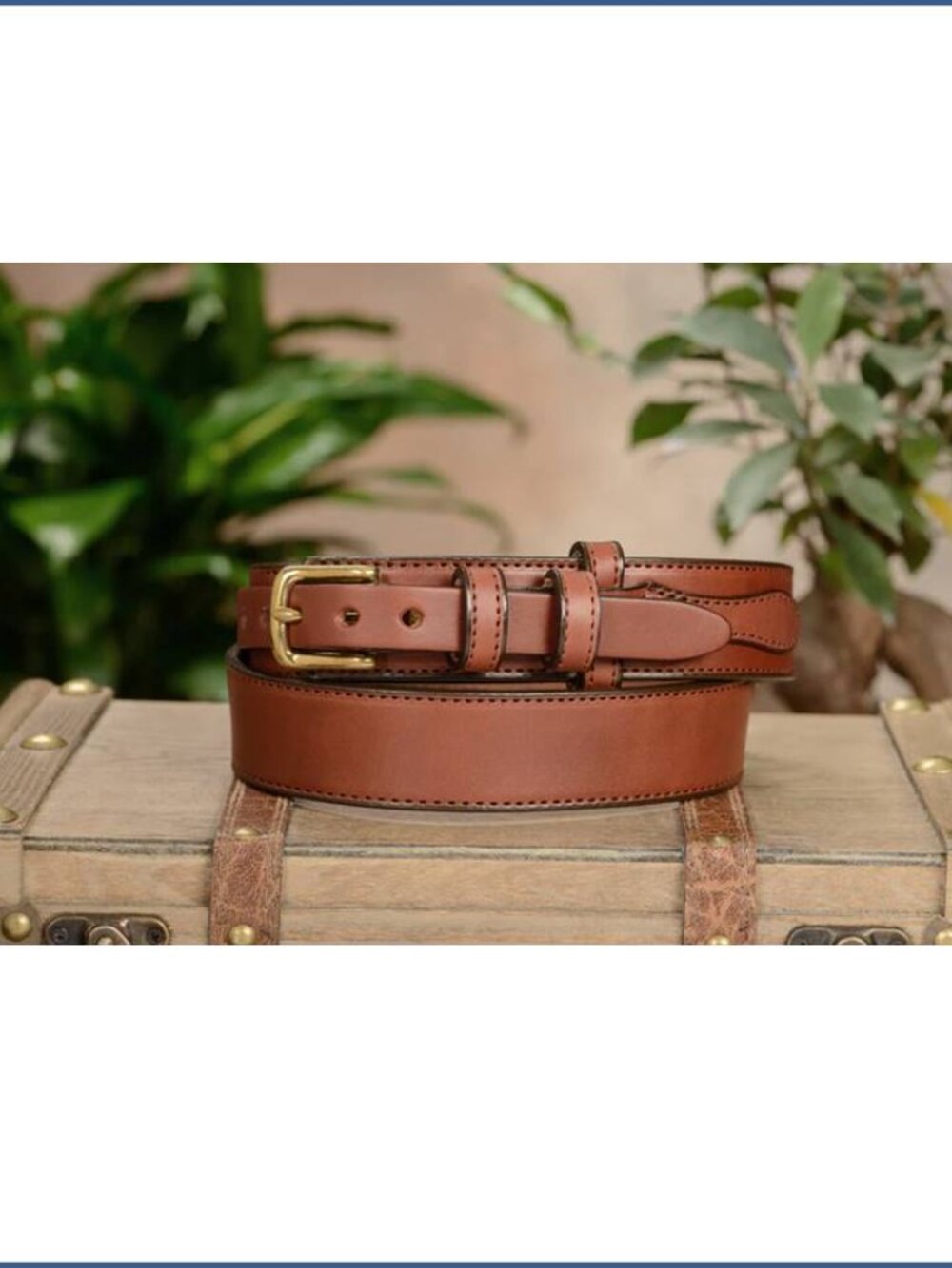 NWOT Amish Made Belts THE WALKER Medium Brown Mens 48 1.25” Full Grain Leather